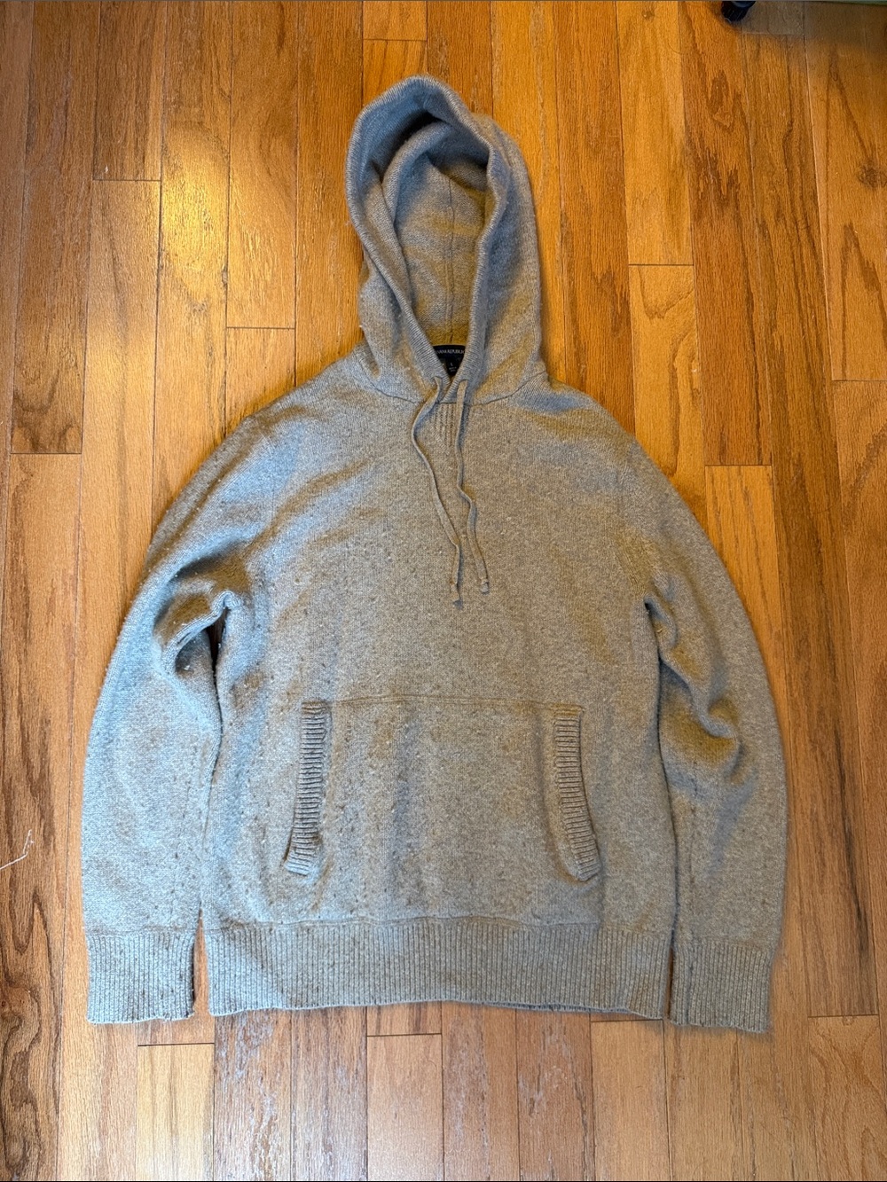 Men's Banana Republic Gray Hooded Pullover Sweatshirt L